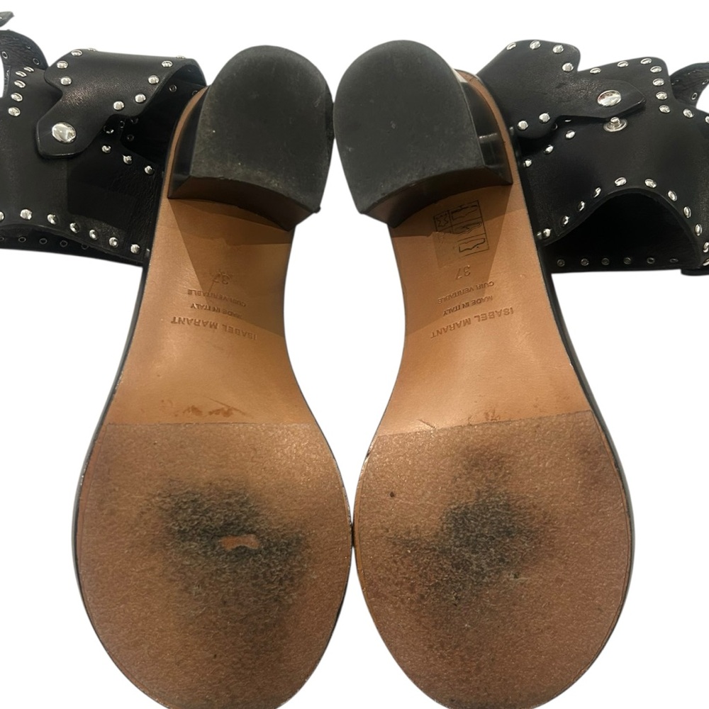 Isabel Marant Jaeryn Leather Studded Ankle Buckle 2" Block Heel w/box - Picture 6 of 6